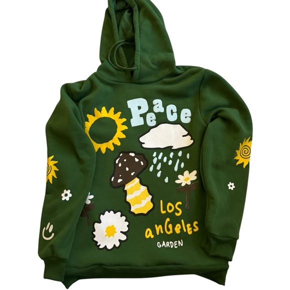 Riot Empire Graphic Wearable Art Psychedelic Hippiecore Green Hoodie Mens Size M - Picture 2 of 6